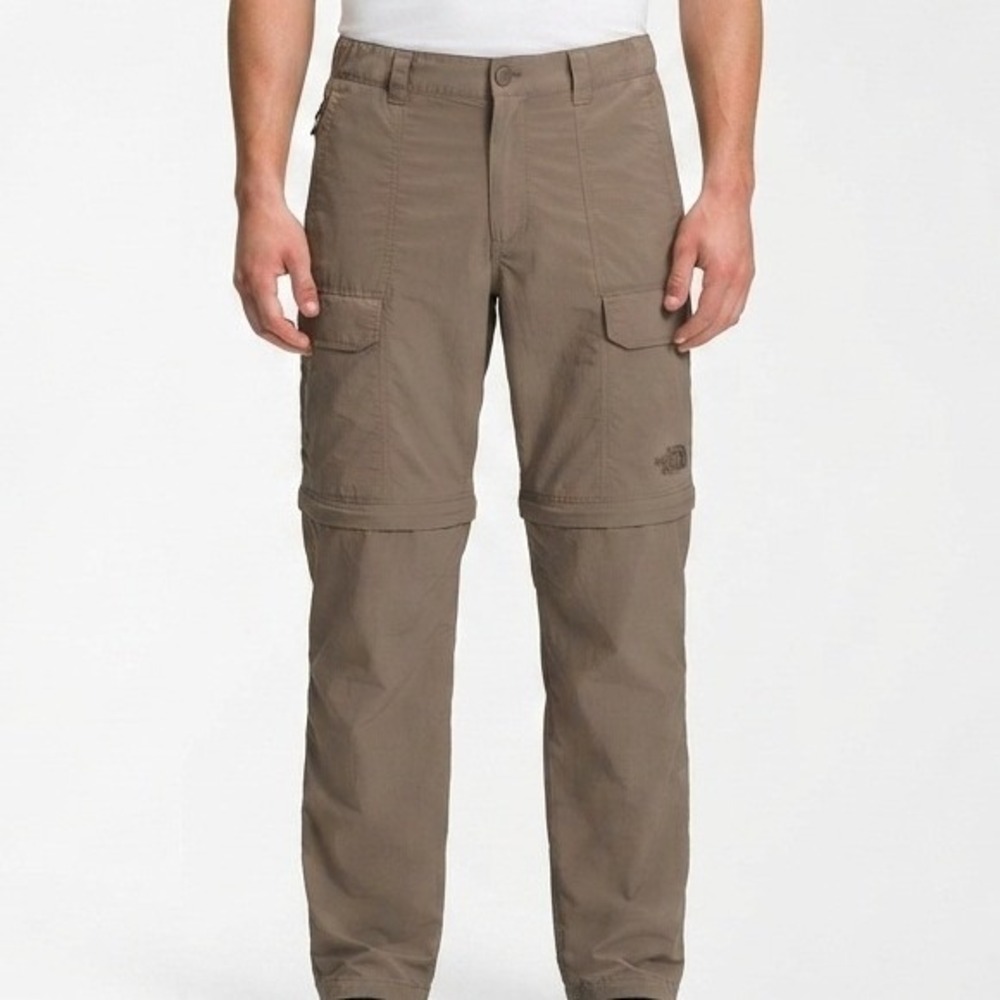 The North Face Convertible Pants Mens Large Brown Hiking Zip Off Cargo Shorts